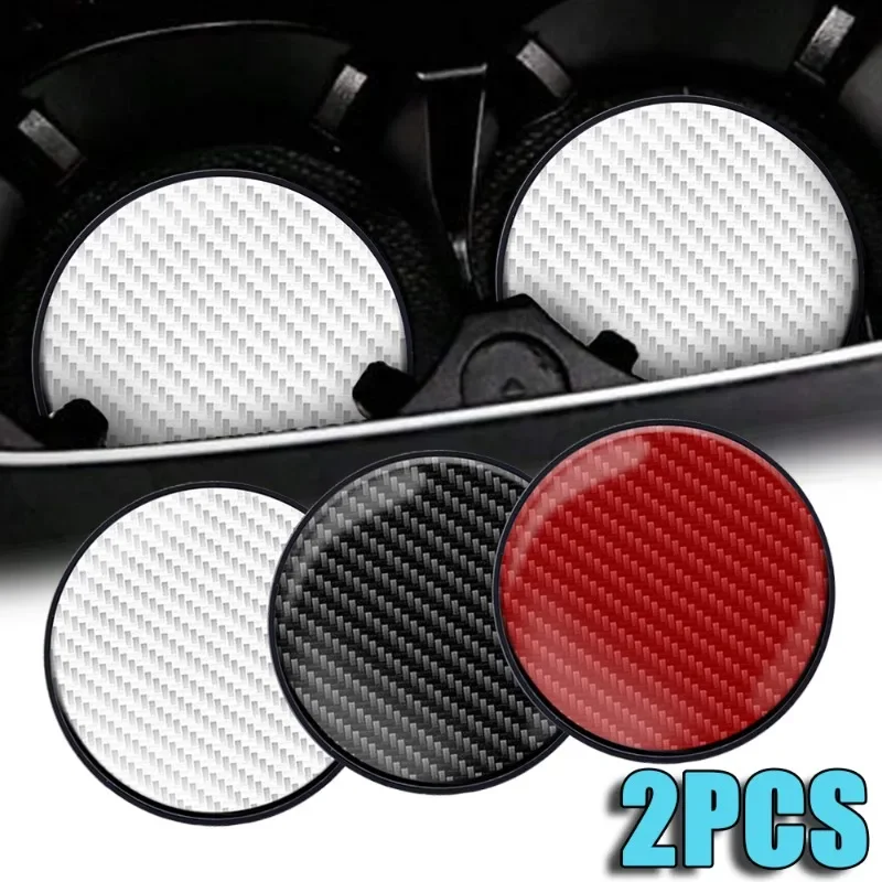 

Car Cup Holder Non-slip Coaster Auto Carbon Fiber Patter Bottle Holder Pad Car Cup Cushion Auto Interiors Decorations Pad
