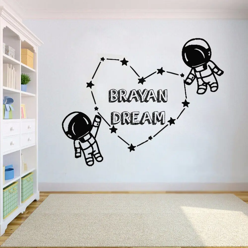 

Space Custom Name Wall Sticker for Boy Room Outer Space Wall Decals Rocket Ship Astronaut Decal Kids Bedroom Home Decor HY757