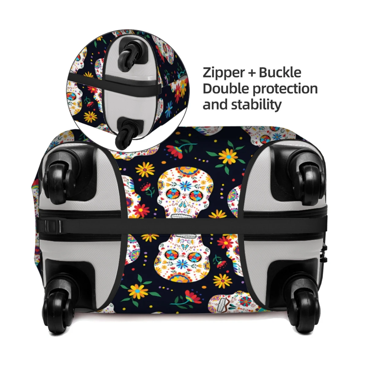 Luggage Covers High Elastic Fabric Protects Luggage From Dust And Scratches 18-32in Suitcase Cover Sugar Skull Travel Accessory