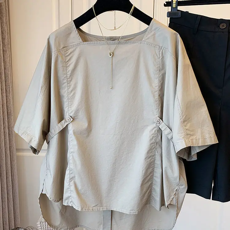 

SuperAen 2022 летняя хлопковая Повседневная Свободная рубашка с квадратным воротником и кружевными вставками, женские топы на пуговицах