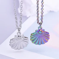 shell pendant necklace beach ocean accessories stainless steel necklaces for women men chain neck collier acier inoxydable femme