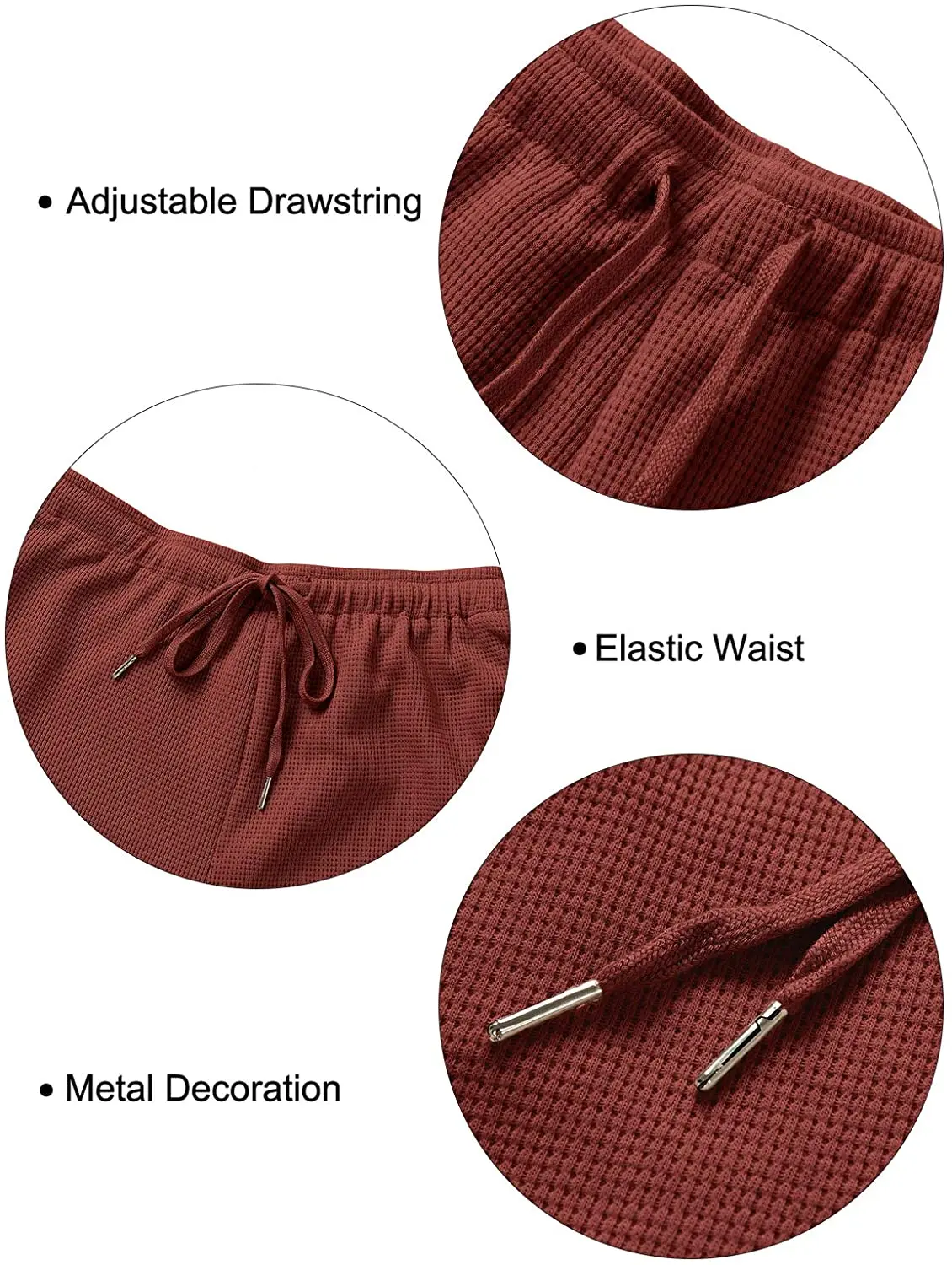 Women's Waffle Knit Pajama Set Short Sleeve Top and Shorts Loungewear Athletic Tracksuits with Pockets