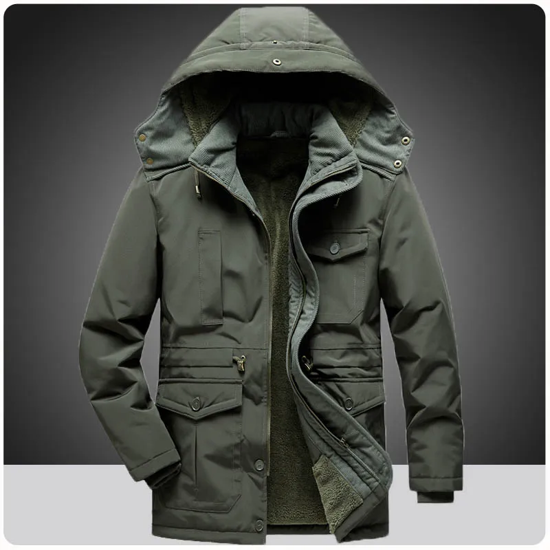 

Мужская лыжная куртка-Повседневная зимняя уличная одежда военная ветровка утепленная флисовая куртка-карго со съемным капюшоном мужская одежда