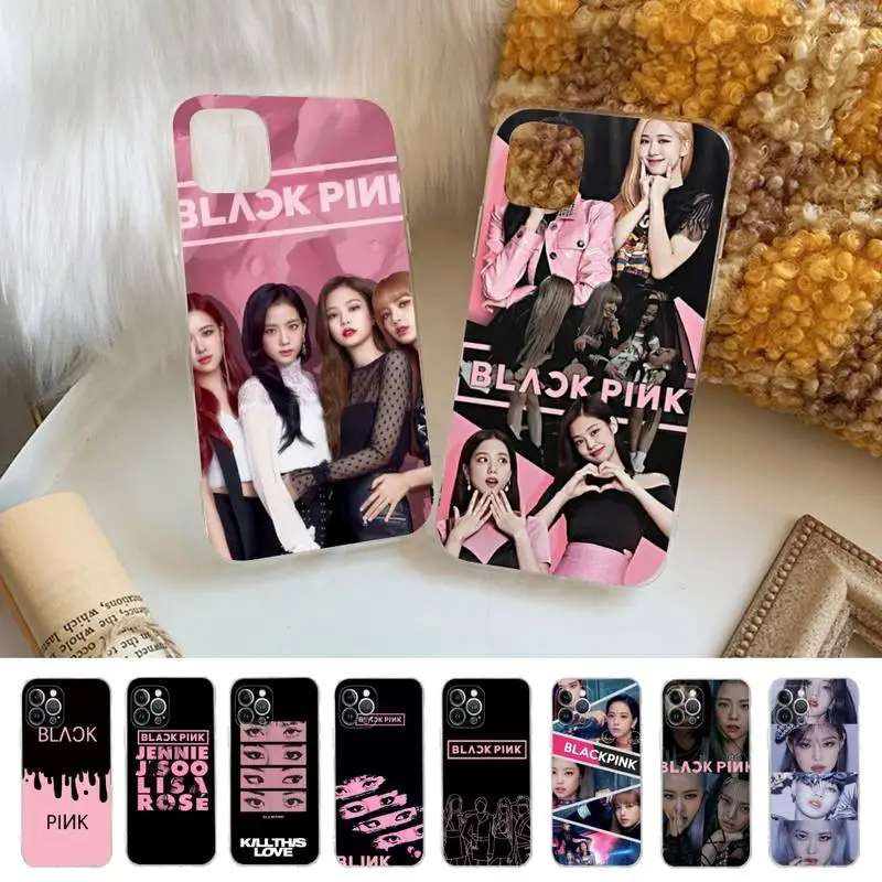 

B-BLACK P-PinkS K-Kpop Phone Case For iPhone 14 11 12 13 Mini Pro XS Max Cover 6 7 8 Plus X XR SE 2020 Funda Shell