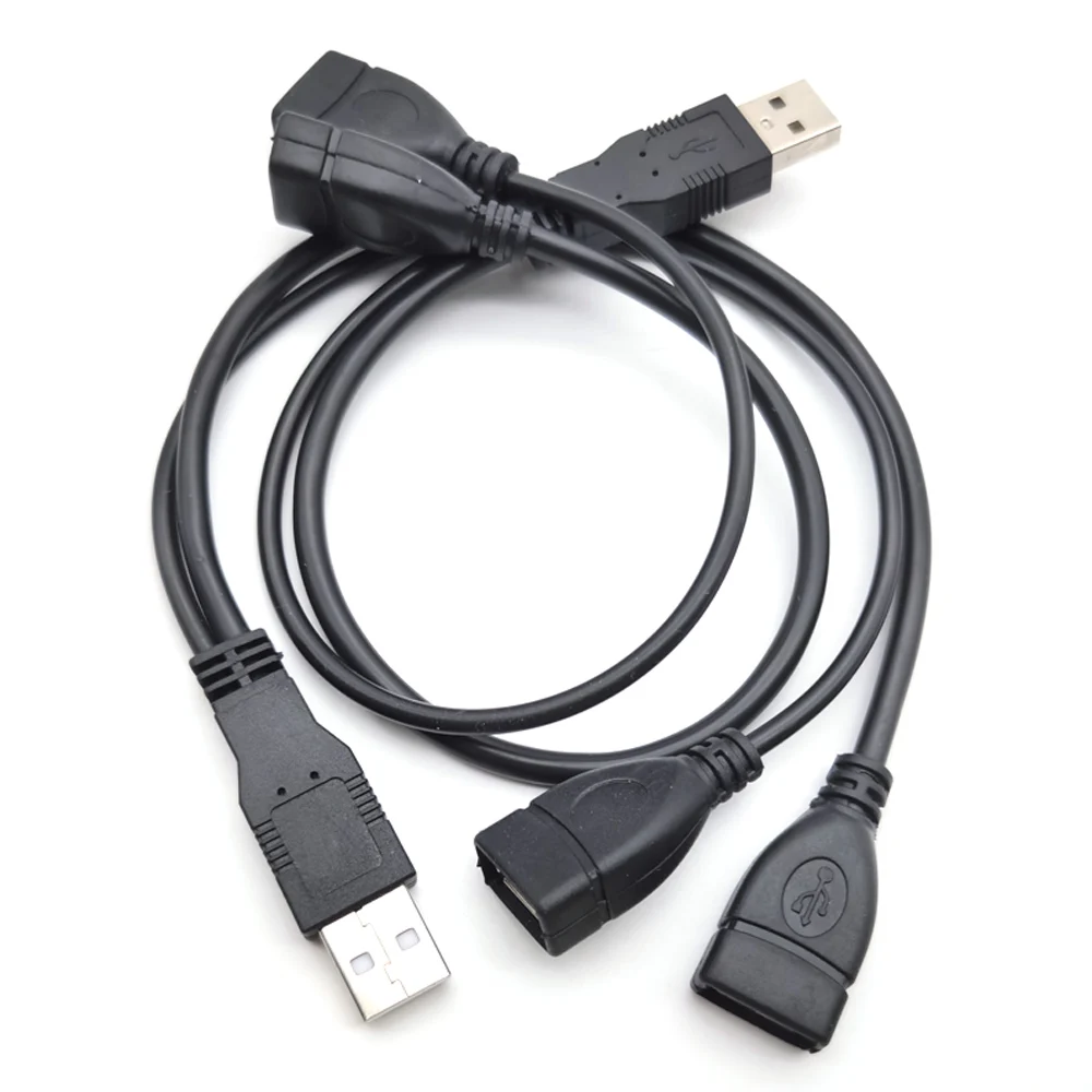 Фото Кабель USB 2.0 A Y-образный, 1 шт., 1 штекер на 2 гнезда USB, адаптер питания, удлинитель для зарядки, кабель-разветвитель №2