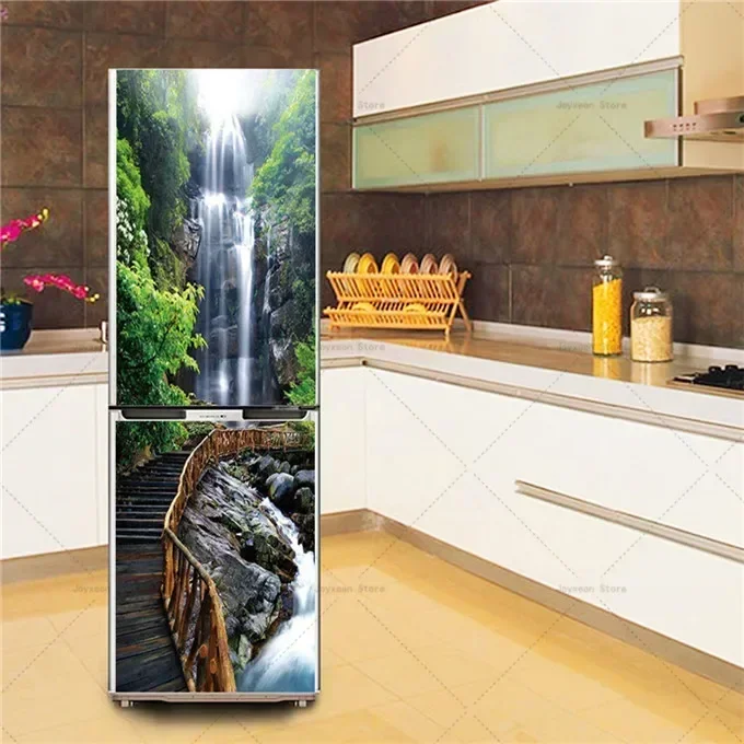 3D наклейка на дверь холодильника, пейзаж, ПВХ