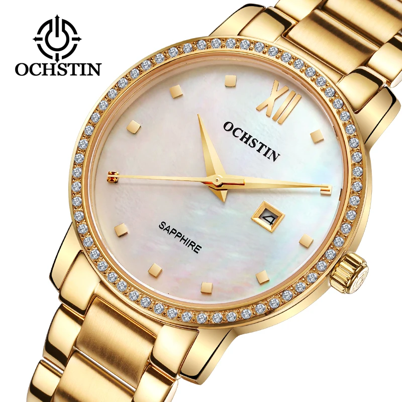Enlarge Diamond Women Watches Gold Watch Ladies Wrist Watches Luxury Brand Rhinestone Calendar Stainless Steel Watch Relogio Feminino