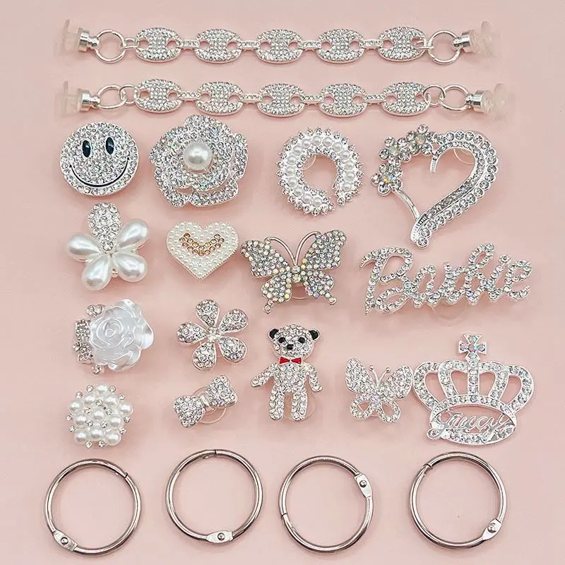 DIY Pearl Rhinestone Croc Charms Luxury Croc Decorations Sandals Shoes Accessory Set Metal Slippers Adornment Jeweled Charm Gift