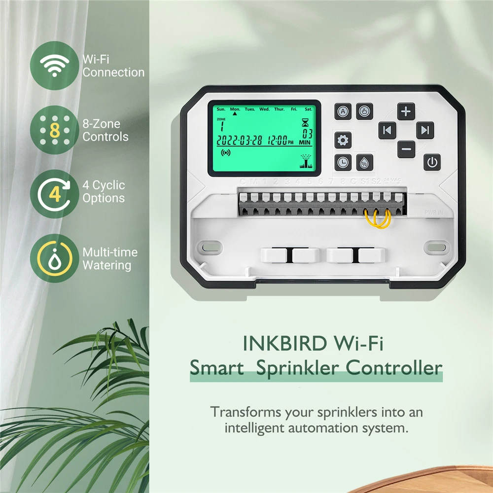 INKBIRD WIFI Irrigation Timer Garden Watering Drip System Smart Irrigation Controller for 8 Zone Intelligent Sprinkler w/ Alarm