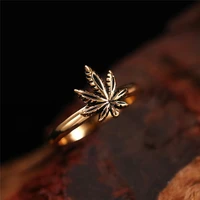 new trendy goldsilver plated maple leaf rings for women retro fashion jewelry daily wear party gift delicate female finger ring