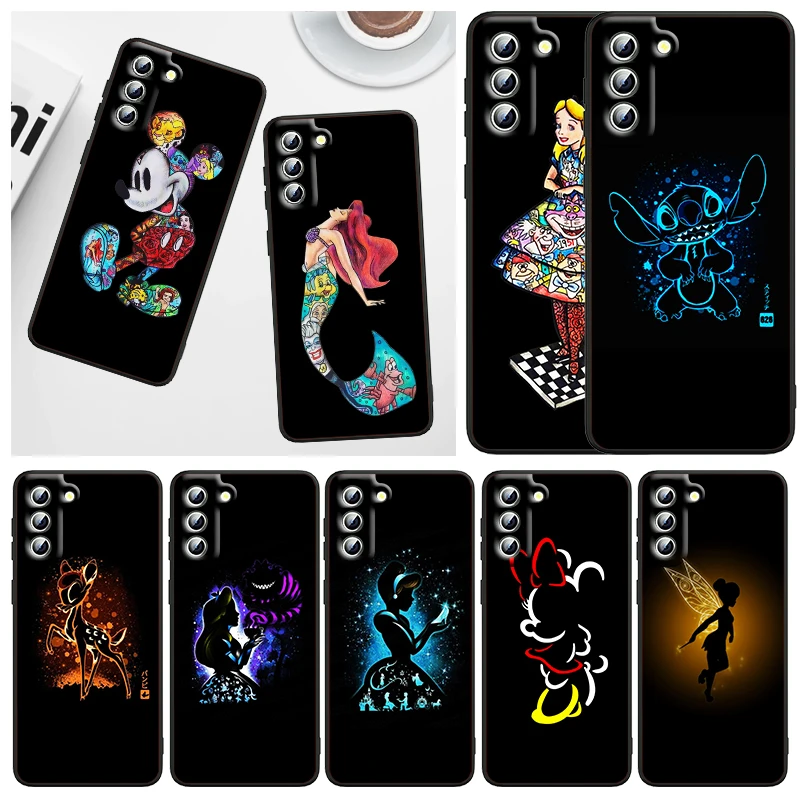 

Minnie Mickey Mouse Princess For Samsung Galaxy S22 S21 S20 FE Ultra Pro Lite S10 5G S10E S9 S8 Plus S7 Edge Black Phone Case