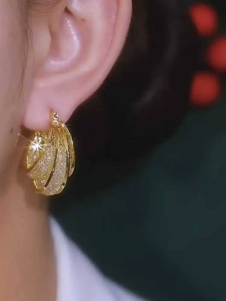 Серьги-кольца женские с инкрустацией из кристаллов циркония большие круглые