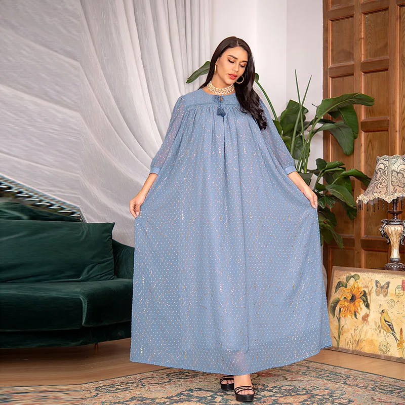 Женское платье-макси с длинным рукавом, с большим подолом