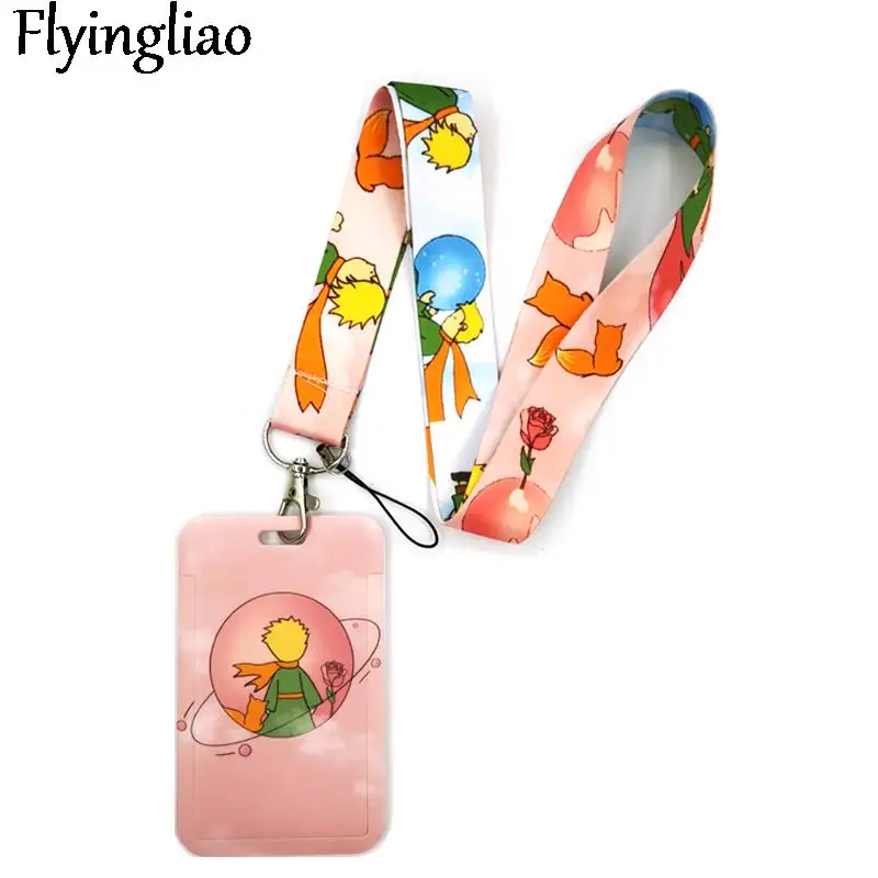 

Little Prince Pink Credit Card ID Holder Bag Student Women Travel Bank Bus Business Card Cover Badge Accessories Gifts