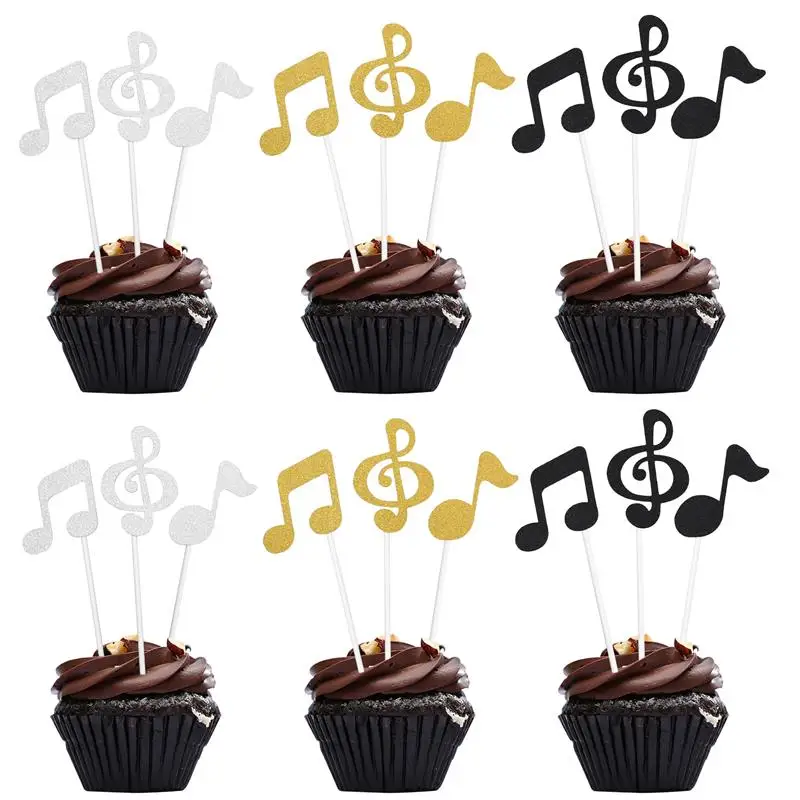 

18 шт. музыкальный Топпер для торта, музыкальные ноты, топперы для кексов, украшения для торта, украшения для вечевечерние