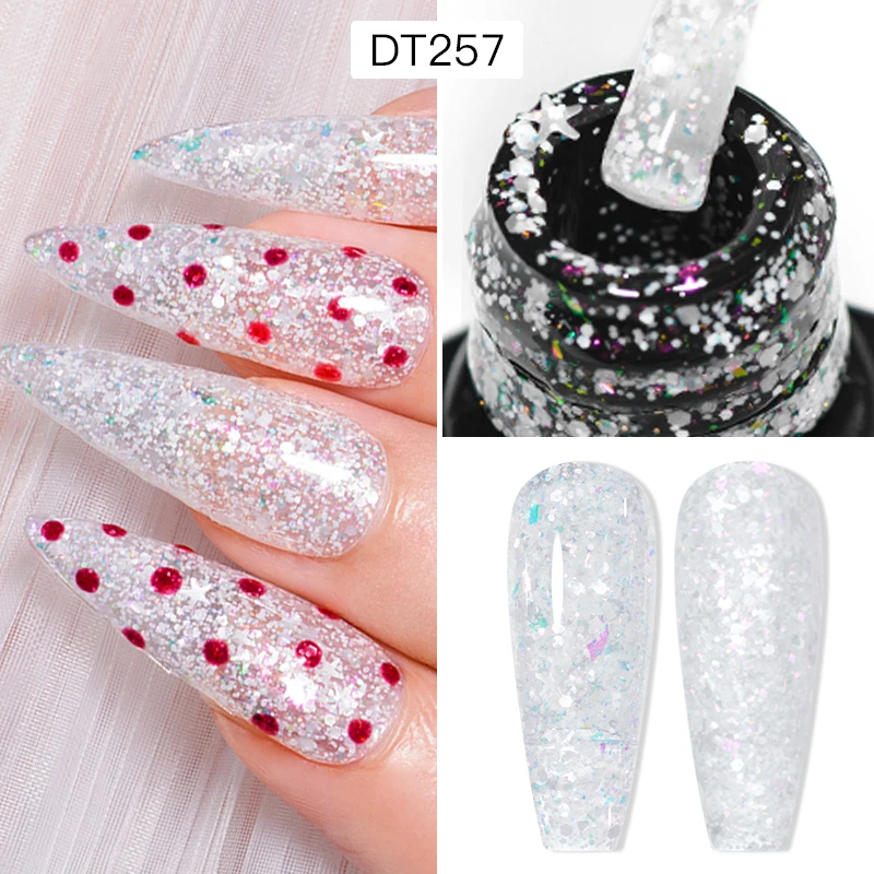 

MEET ACROSS 7ml Sequins Gel Nail Polish Glitter Shiny Winter Color Semi Permanant Soak Off UV All For Manicure Nail Art Varnish