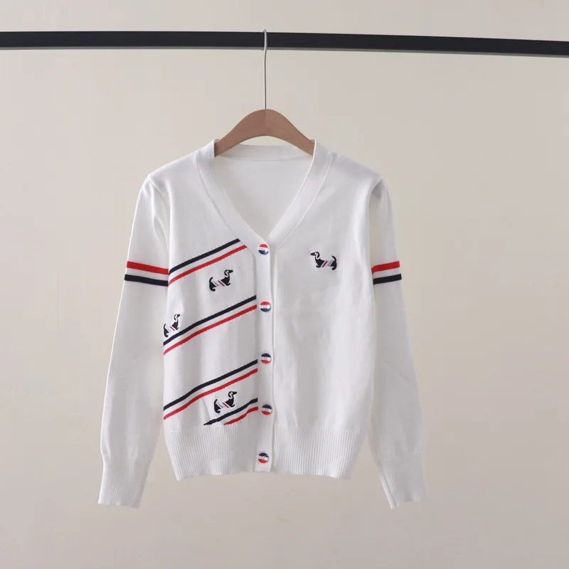 Осенний новый длинный вязаный кардиган с воротником контрастного цвета красный