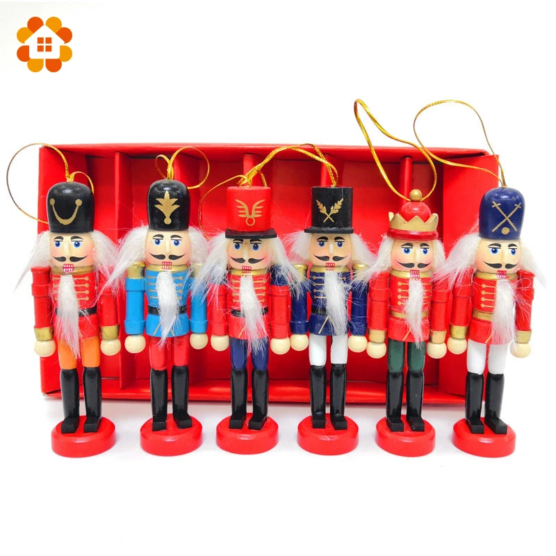 

1SET 12cm Wooden Nutcracker Puppet Zakka Creative Desktop Decoration Christmas Ornaments Drawing Walnuts Soldiers Band Dolls