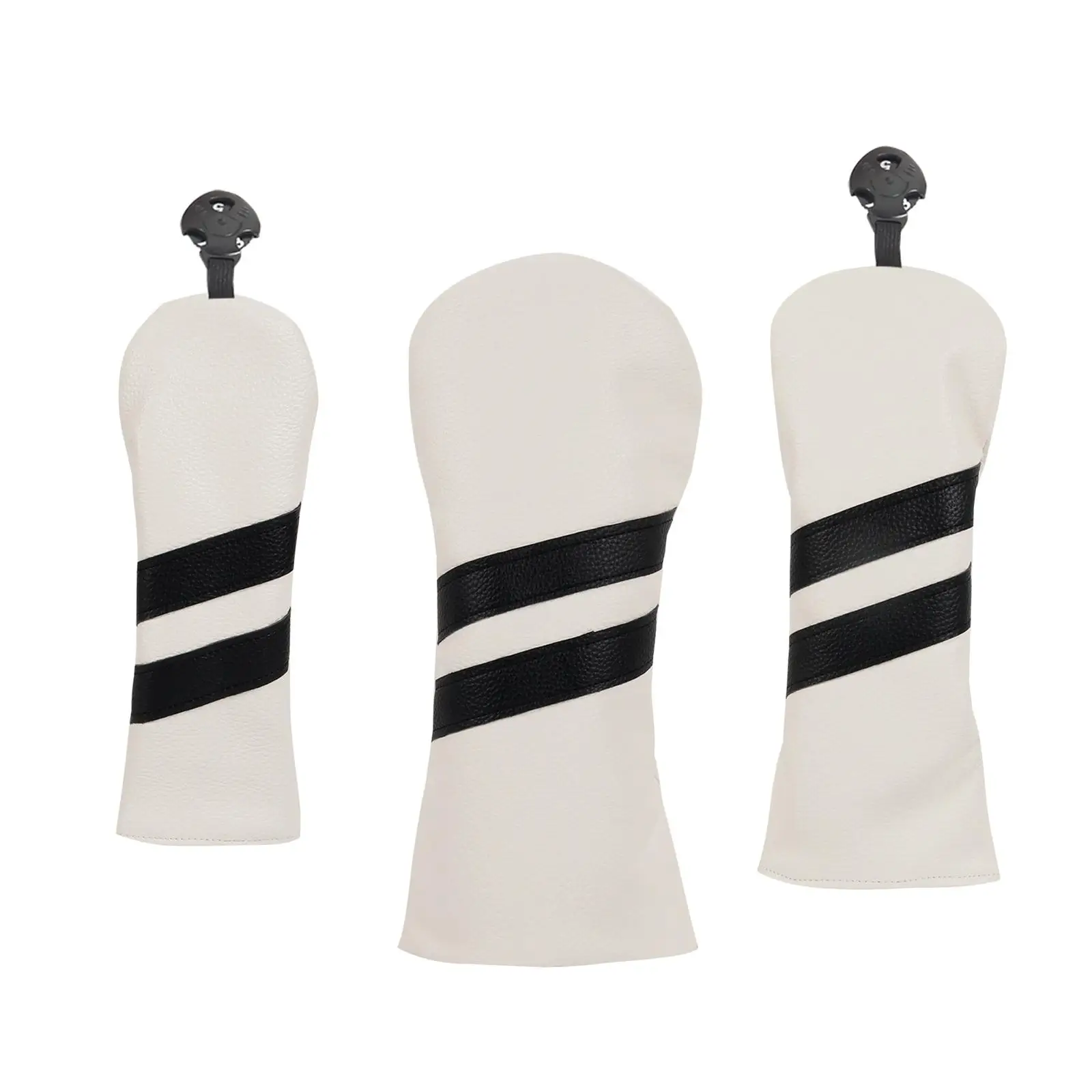

3Pcs Golf Head Cover Wood Headcovers Portable PU Unisex Protective Sleeve