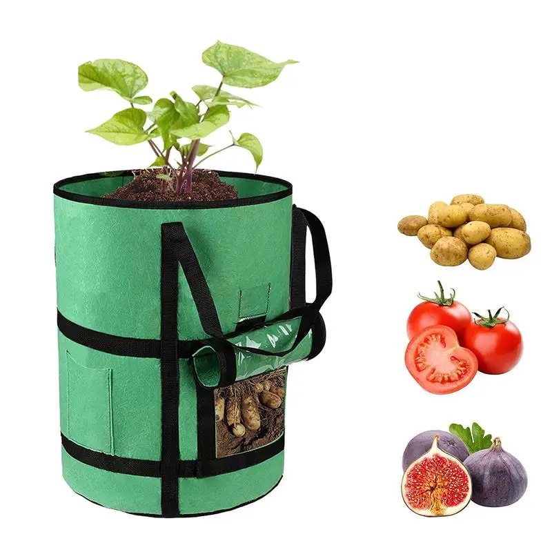 

Garden Grow Bags Non Woven Fabric Pots 7 / 10 Gallon With Handles For Felt Tomato Potato Fruits And Vegetable Grow Planting Bag
