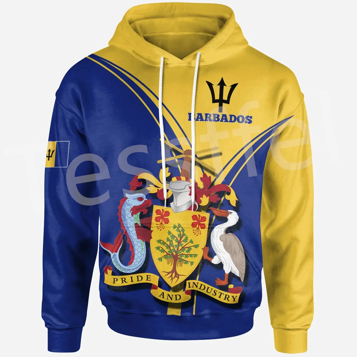 

Barbados Caribbean Country Flag Tattoo Retro Pullover 3DPrint Unisex Harajuku Autumn Streetwear Funny Casual Jacket Hoodies 4X