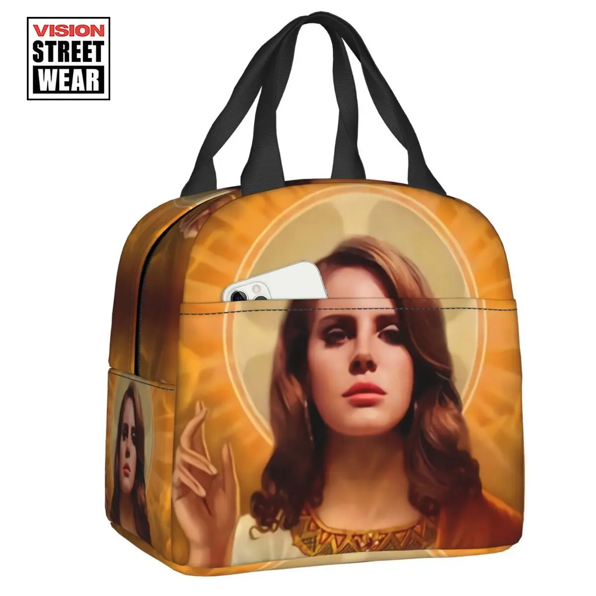 

2023 New Jesus Lana Del Rey Insulated Lunch Tote Bag For Women Portable Cooler Thermal Food Lunch Box Work School Travel