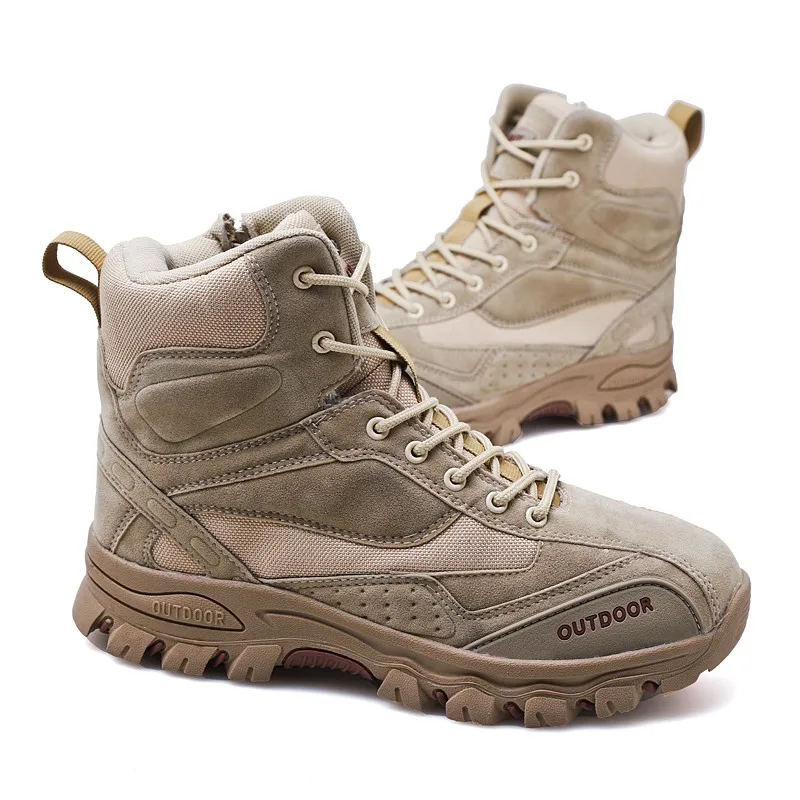 Military Lace Up Tactical Boots Man Outdoor Jungle Desert Platform Trekking Shoes Leather Hiking Boots Men Work Safty Shoes Man