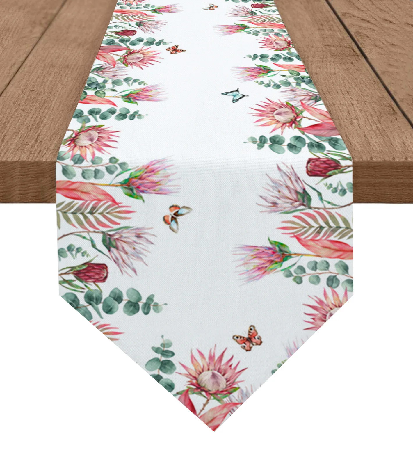 

Idyllic Tropical Plants Flowers Butterflies Table Runner Wedding Party Decor Tablecloth Holiday Kitchen Table Decor Table Runner