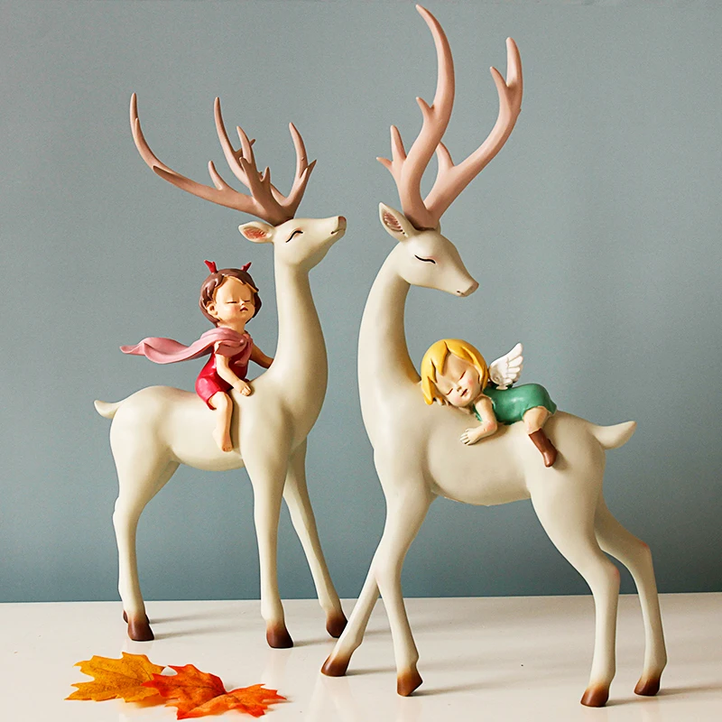 Миниатюрные предметы в скандинавском стиле ретро с оленем статуи скульптуры
