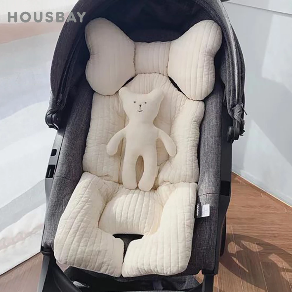 

Stroller Cushion Thick Cotton Pad Universal Stroller Accessories Baby Dining Chair Mat Quilted Baby Car Seat Pad Solid Color