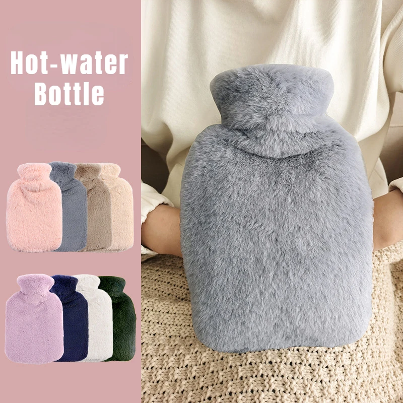 

1000ml Warm Water Bag Water-filling Hot-water Bag With Plush Cloth Cover Belly Hands Feet Keep On Warmer Hot Water Bottle Bag