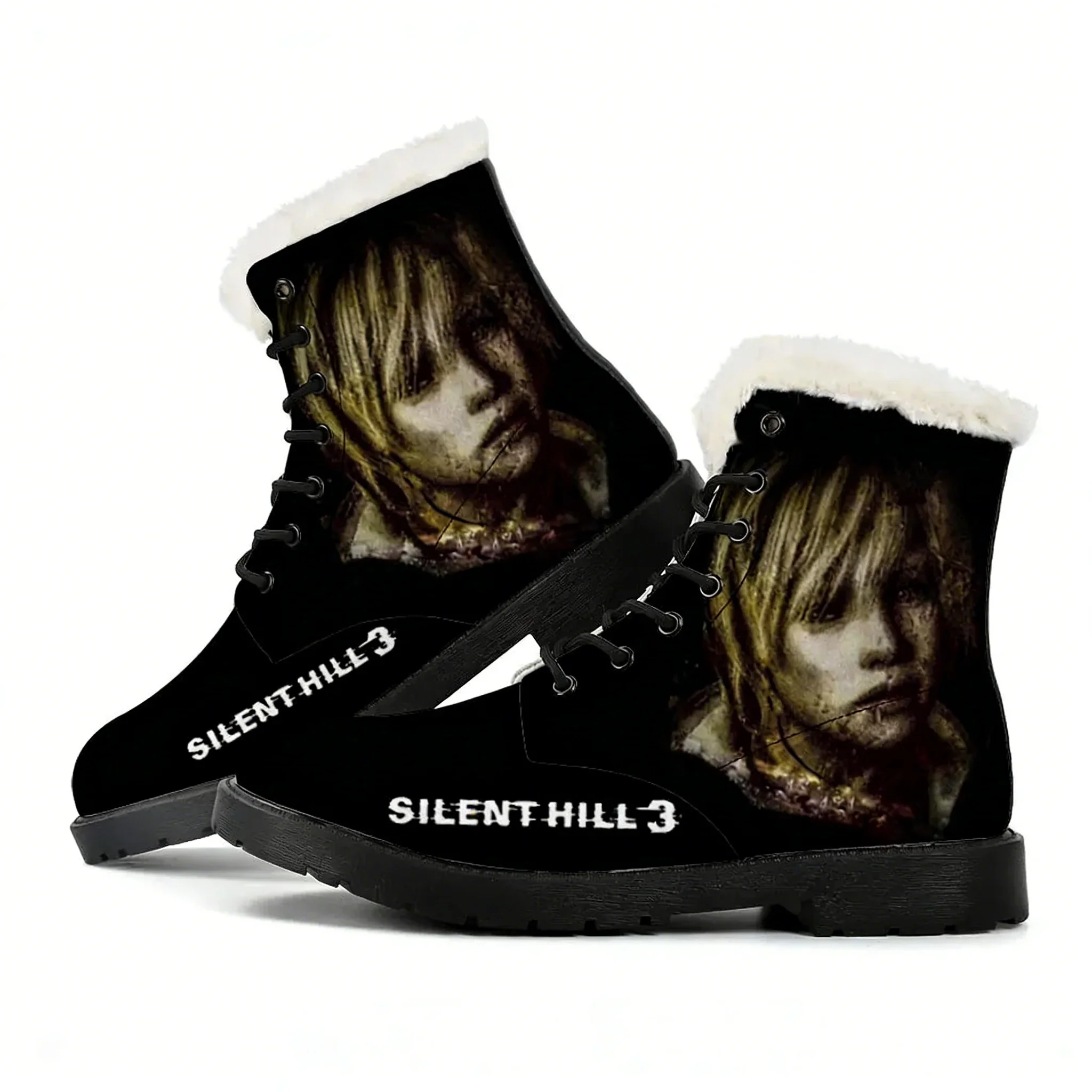 Фото Мужские, женские и подростковые повседневные ботинки Silent Hill 3 Plush Boot, уличные теплые кожаные ботинки, высококачественная обувь на заказ для пар №2