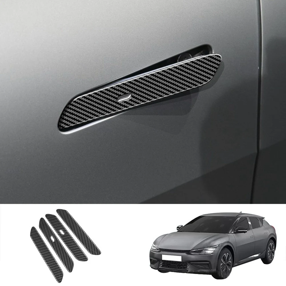 

4Pcs ABS Carbon Fiber Exterior Side Door Handle Cover Trim for KIA EV6 GT Line 2021 2022