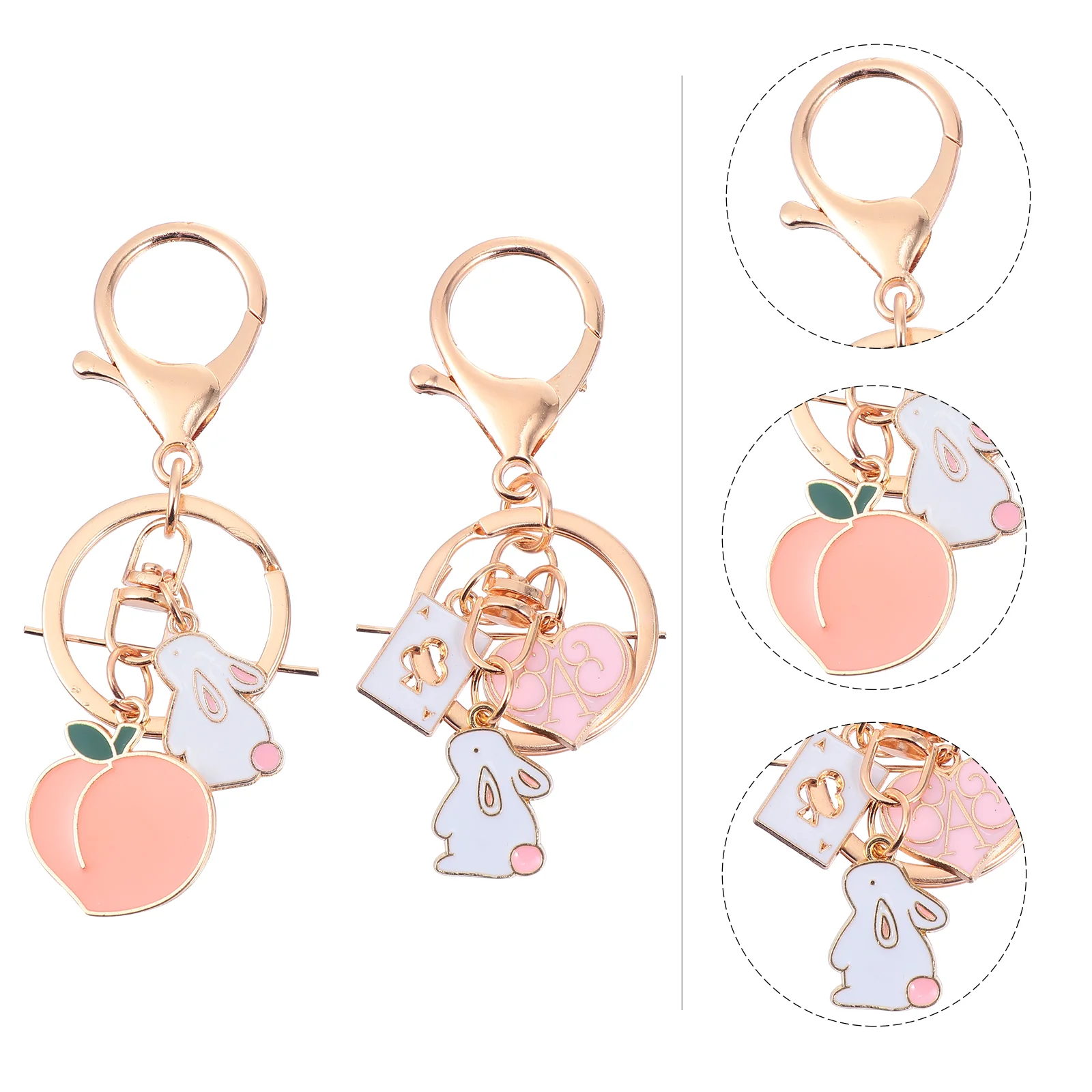 

2pcs Key Chains Key Pendants Pet Rabbit Fruit Design Key Rings Ornaments