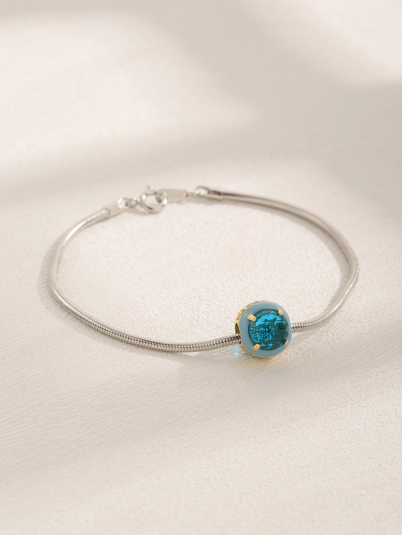 

Браслет из серебра 2023 пробы, с круглым капельным клеем