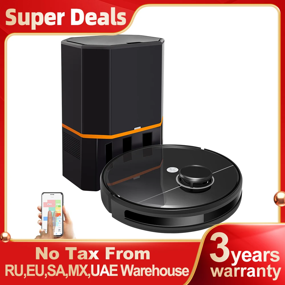 Robot Vacuum Cleaner ABIR R30 with Auto-empty Dock, 6500PA Suction, Multi-Floor Maping, Customized Wet Dry Room Cleaning