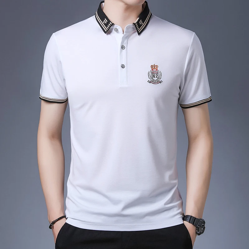 

2022 New Embroidery Polo Shirts Men's Summer Short Sleeve Lapel Tee Tops High Quality Casual Business Social Polos Men Clothing