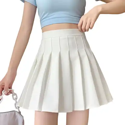 Chic Summer Mini Skirt High Waist Firm Stitching Big Hem Women Uniform Skirt  Casual Women Pleated Skirt Female Clothes