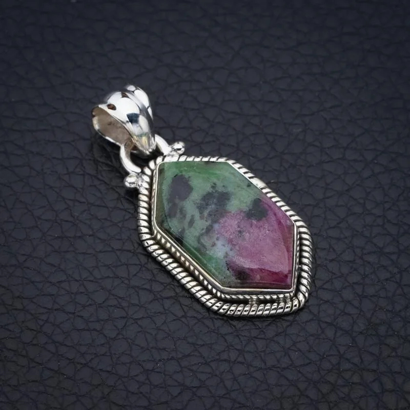 

StarGems Zoisite Handmade 925 Sterling Silver Pendant 1.5" F4657