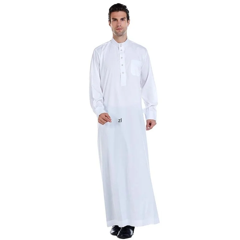 Ramadan Men's Robe Muslim Arab Middle East Men's Robe Solid Color Loose Casual Spring Summer 2022 Kaftan Moroccan Saudi Vestidos