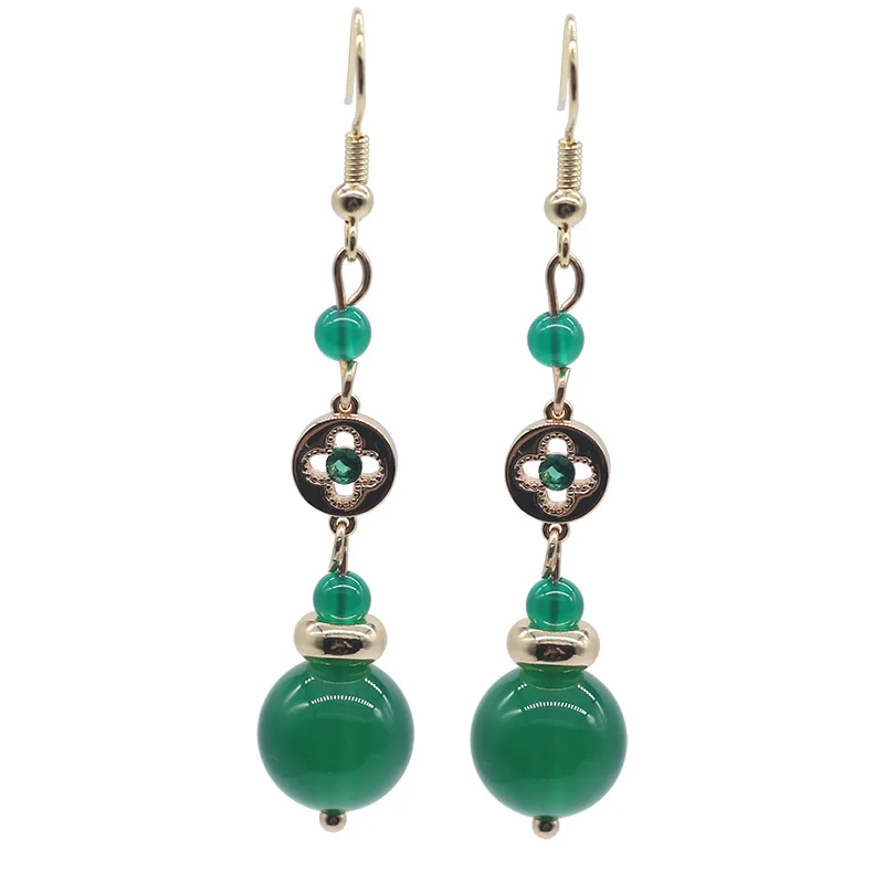 Нефритовые серьги зеленая серия зажим для ушей темпераментные зеленые в стиле