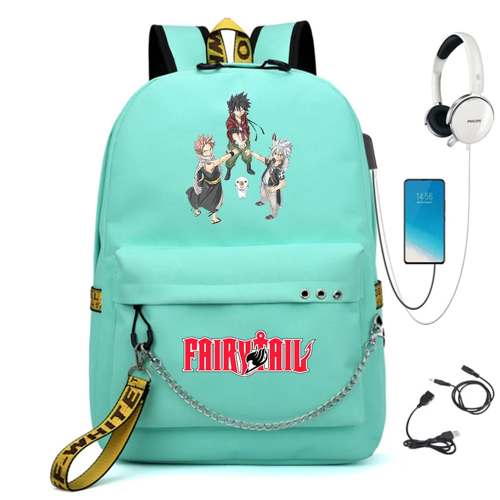 

Anime Fairy Tail Nylon Backpack Casual USB Charge Schoolbag Packsack Cartoon Student Teenager Knapsack Laptop Bag Zip Bookbag