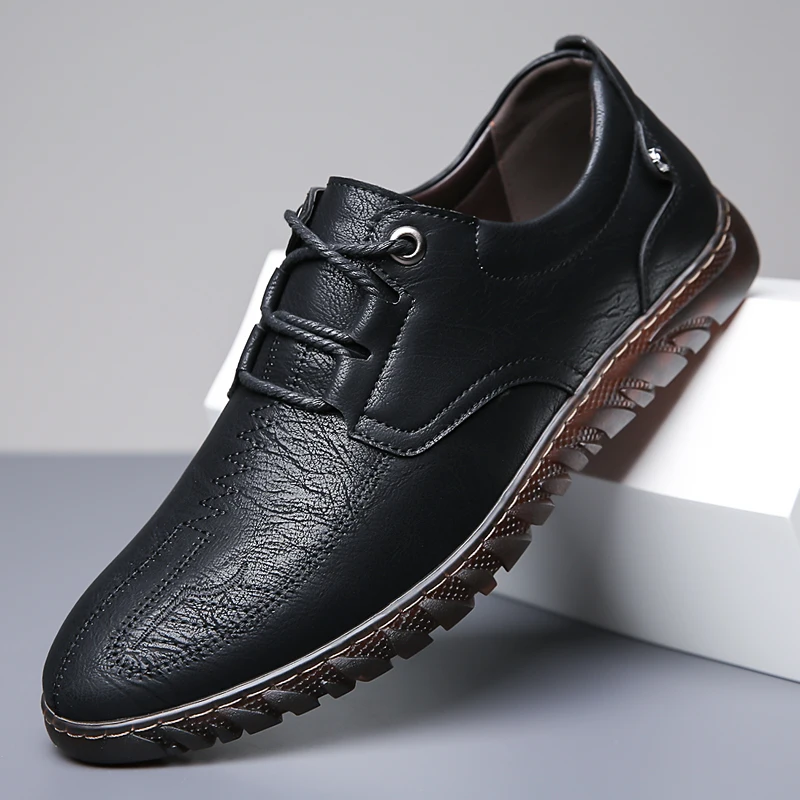 

Men Casual shoes lace up Comfortable Lightweigh Walking men Footwear Moccasins Breathable Male Leather Shoes men