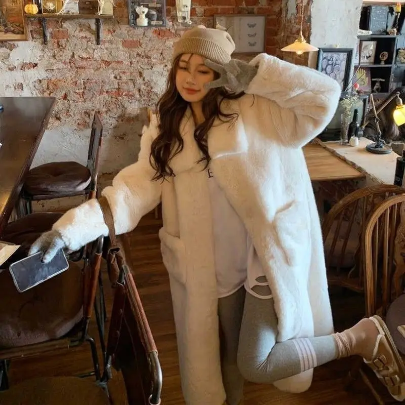 

Jackets Chaquetas New Medium-length Imitation Mink Fur Coat