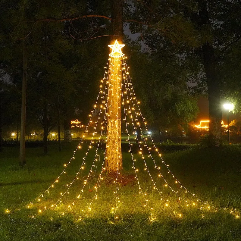 

LED pentagram waterfall lights water lights meteor lights Christmas festive decorative lights patio outdoor star lights string