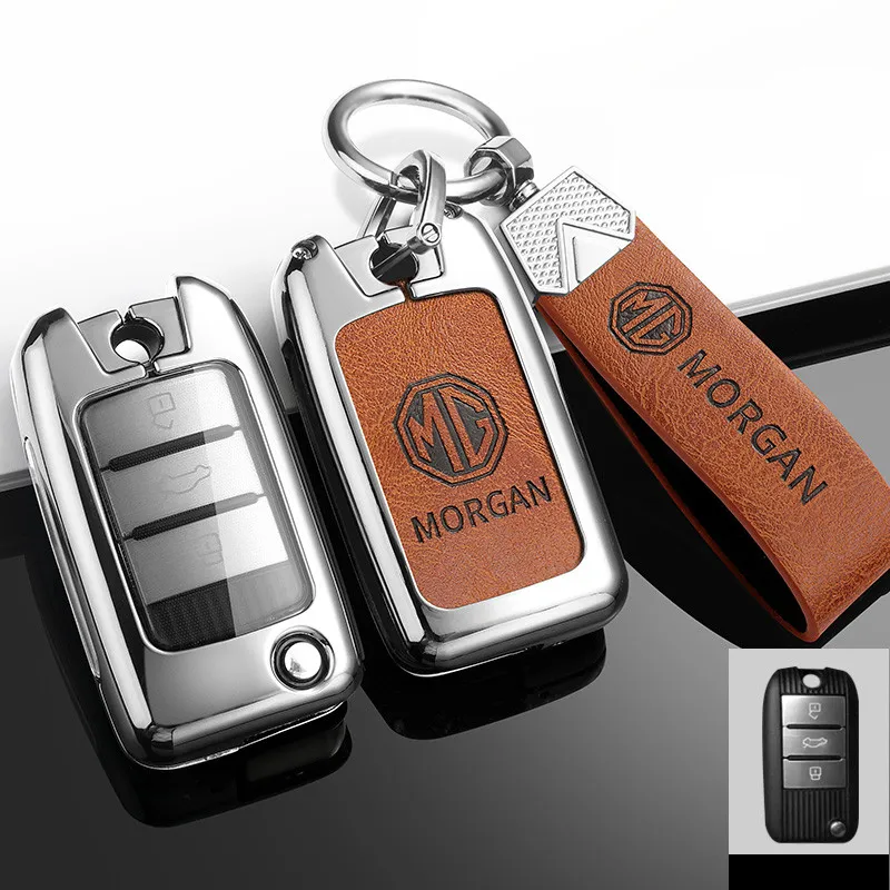 

Leather Zinc Alloy Flip Folding Remote Key Case Cover For MG MG5 MG6 MG7 MG3 ZS GT GS For Roewe RX3 RX5 RX8 I5 Car Accessories