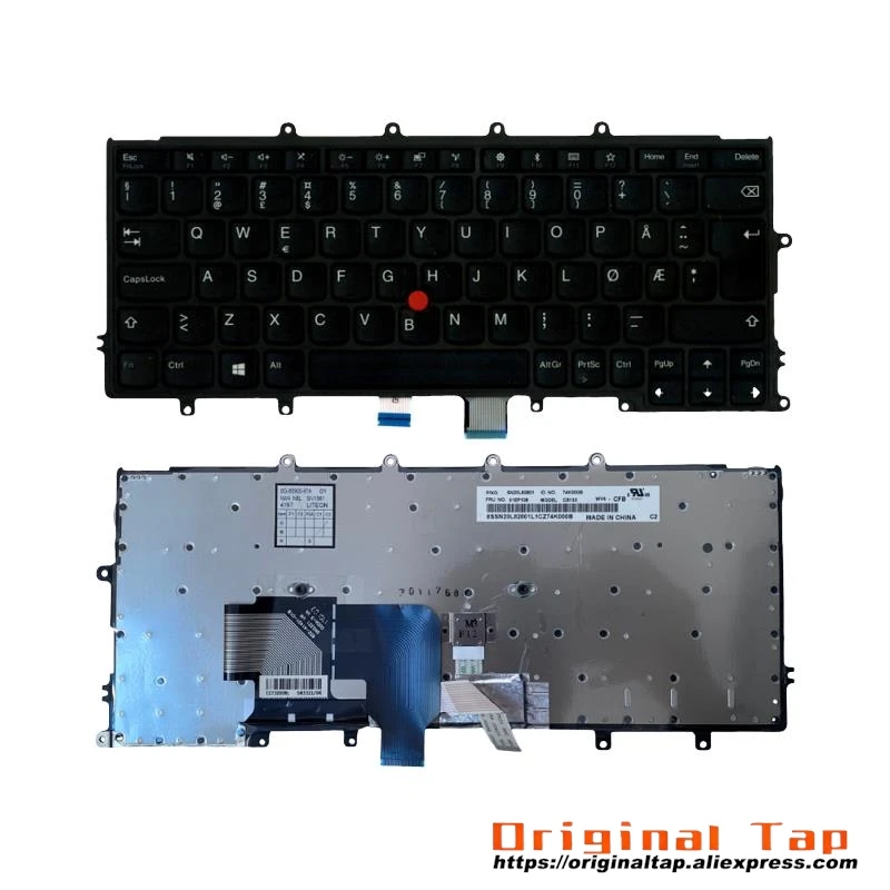 БЕЗ норвежской клавиатуры для Lenovo Thinkpad X270 A275 01EN568 01EP044