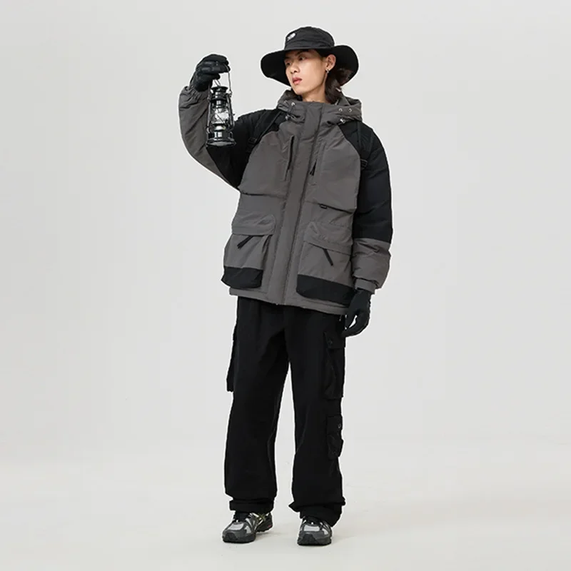 Мужской утепленный пуховик Повседневная модная теплая куртка из белого утиного