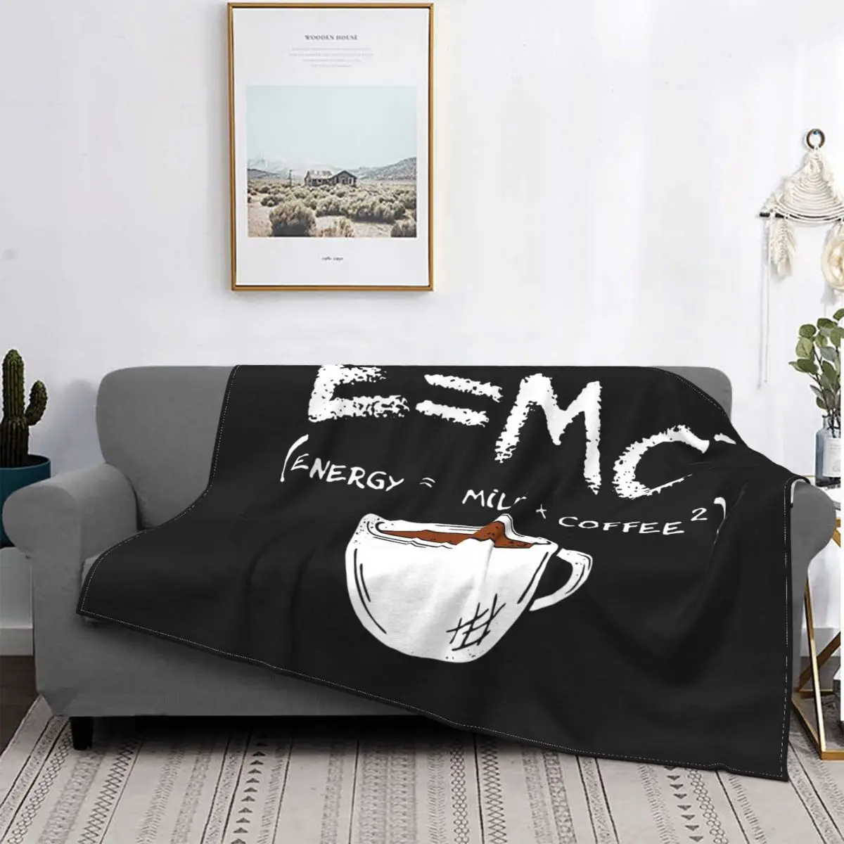 

Одеяло Фланелевое с принтом Energy = Молоко + кофе, формула физика E = MC2