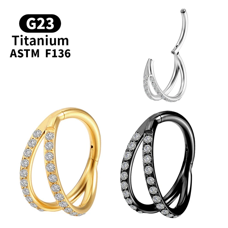 

Clicker Piercing Tragus Cartilage Gold Sexy Nose Ring Zircon Titanium Septum G23Helix Earrings Charming Ball Women Body Jewelry